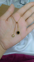 Rose Gold Lariat Necklace with Roman Numeral Disc Pendants