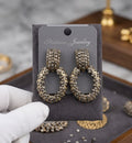 Gold Crystal Studded Drop Earrings