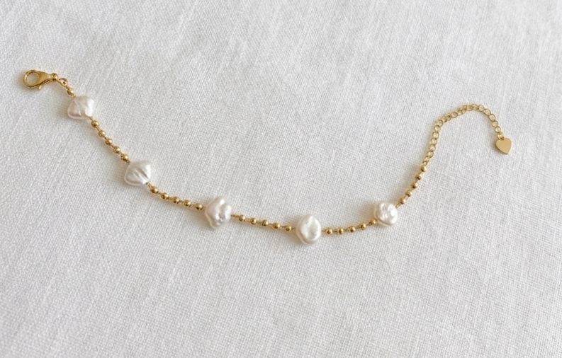 Pearl & Gold Bead Chain Bracelet