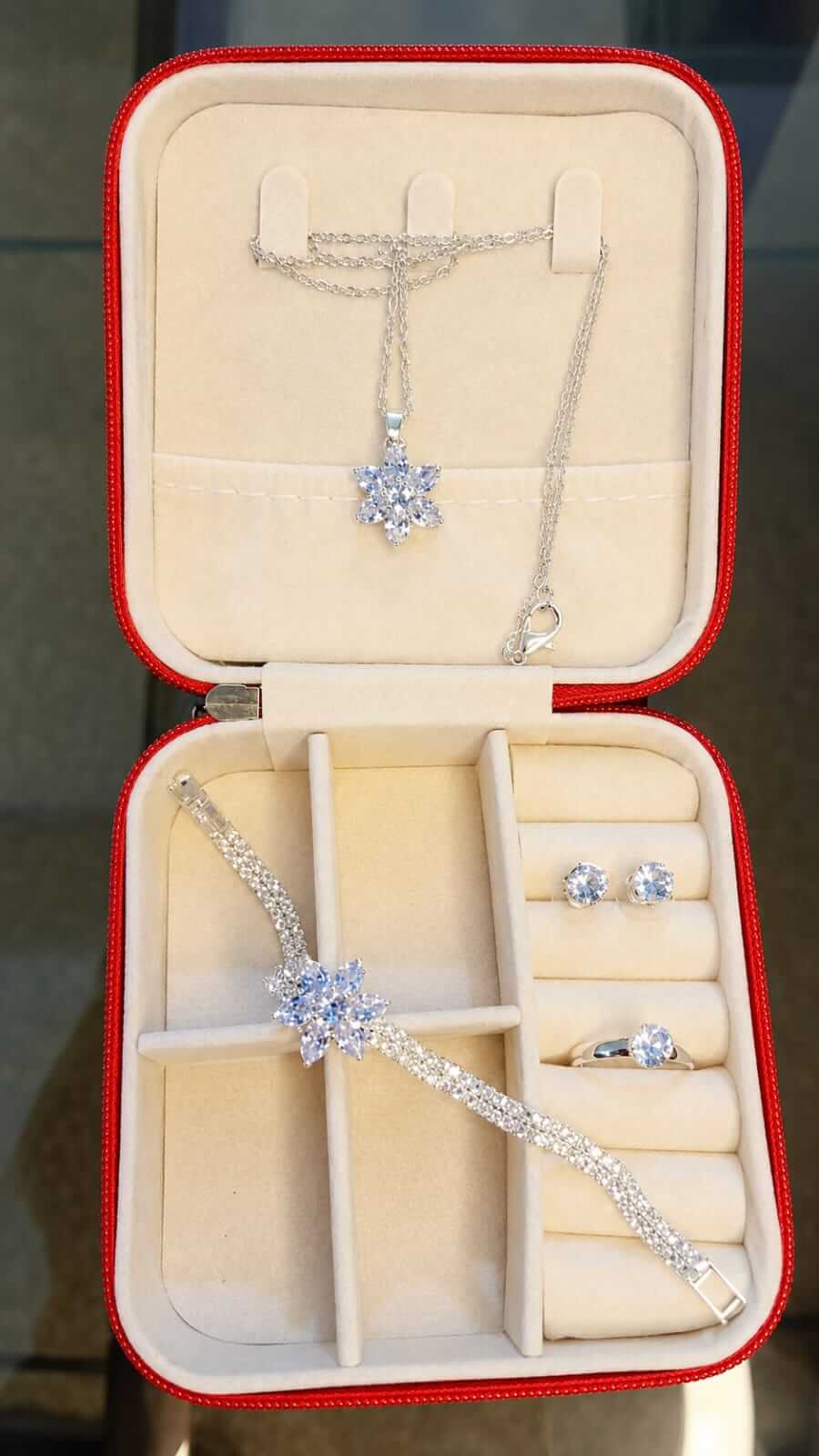 Snowflake Crystal 4-Piece Jewellery Set – Gold & Silver Plated