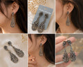 Vintage Antique Gold Crystal Swirl Chandelier Drop Earrings