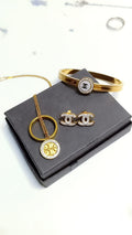 "The Luxe Logo Set |  Bangle, Necklace & Earrings Bundle"