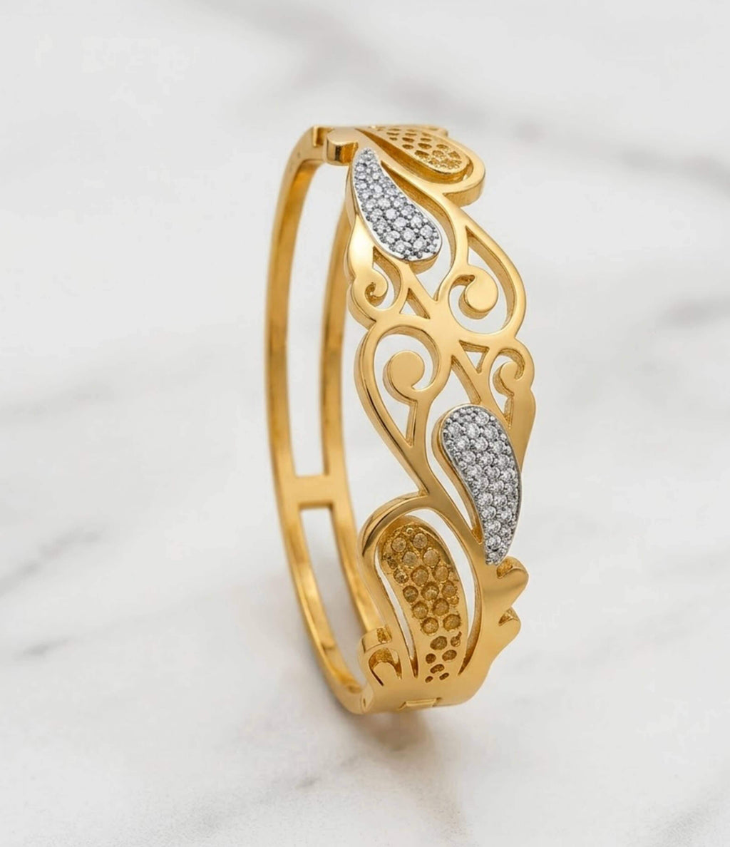Gold Crystal Paisley Cuff Bracelet | Zenith Oasis