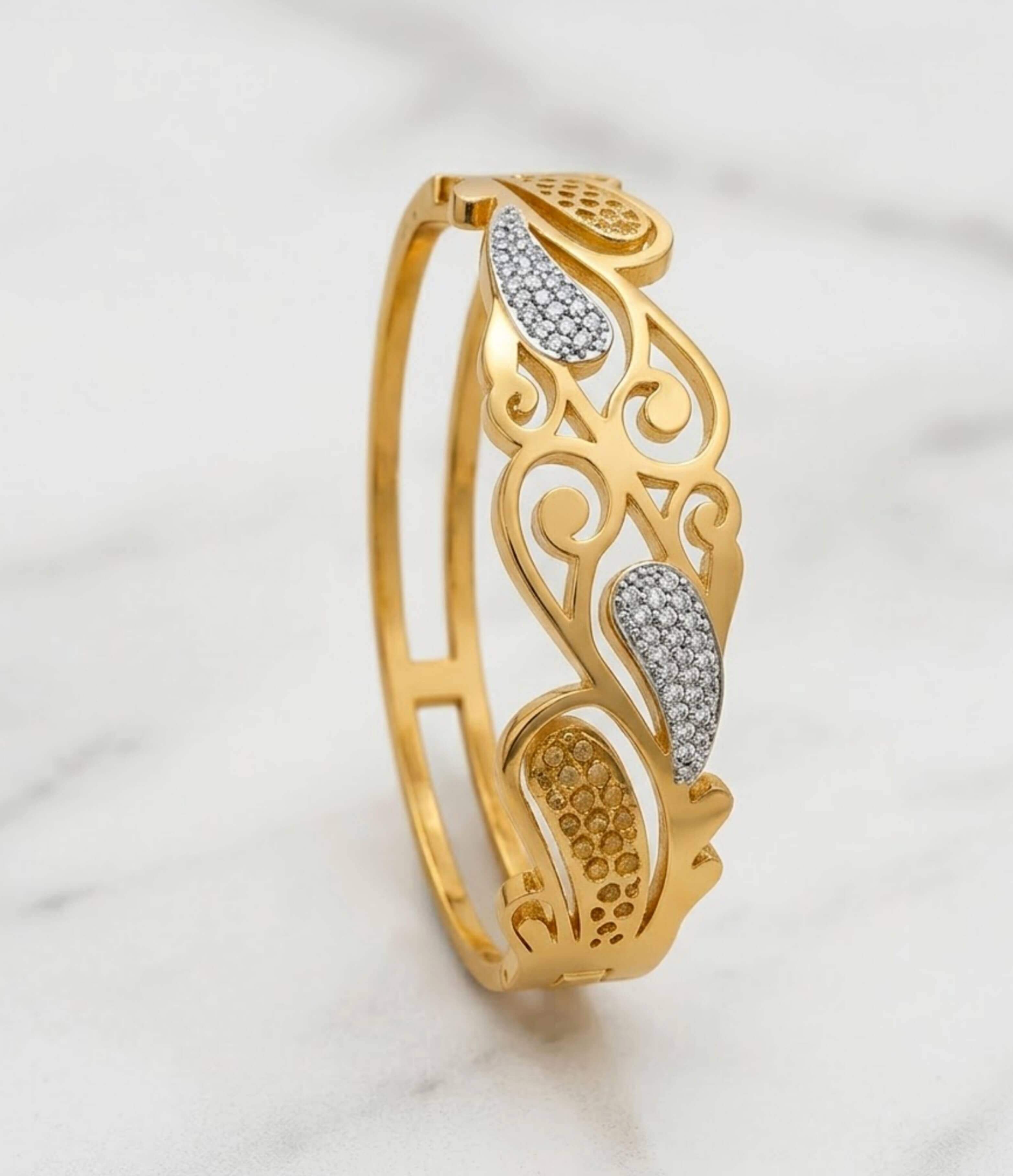 Gold Crystal Paisley Cuff Bracelet | Zenith Oasis