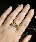 18K Gold Plated Adjustable Lattice Ring | CZ Crystal Band